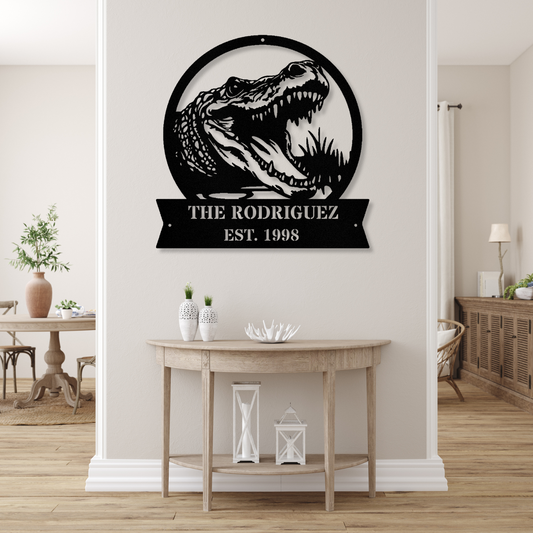 Crocodile Metal Sign, Custom Metal Alligator Sign, Personalized Wall Art, Outdoor Crocodile Decor, Jungle Theme Gift, Reptile Hanging