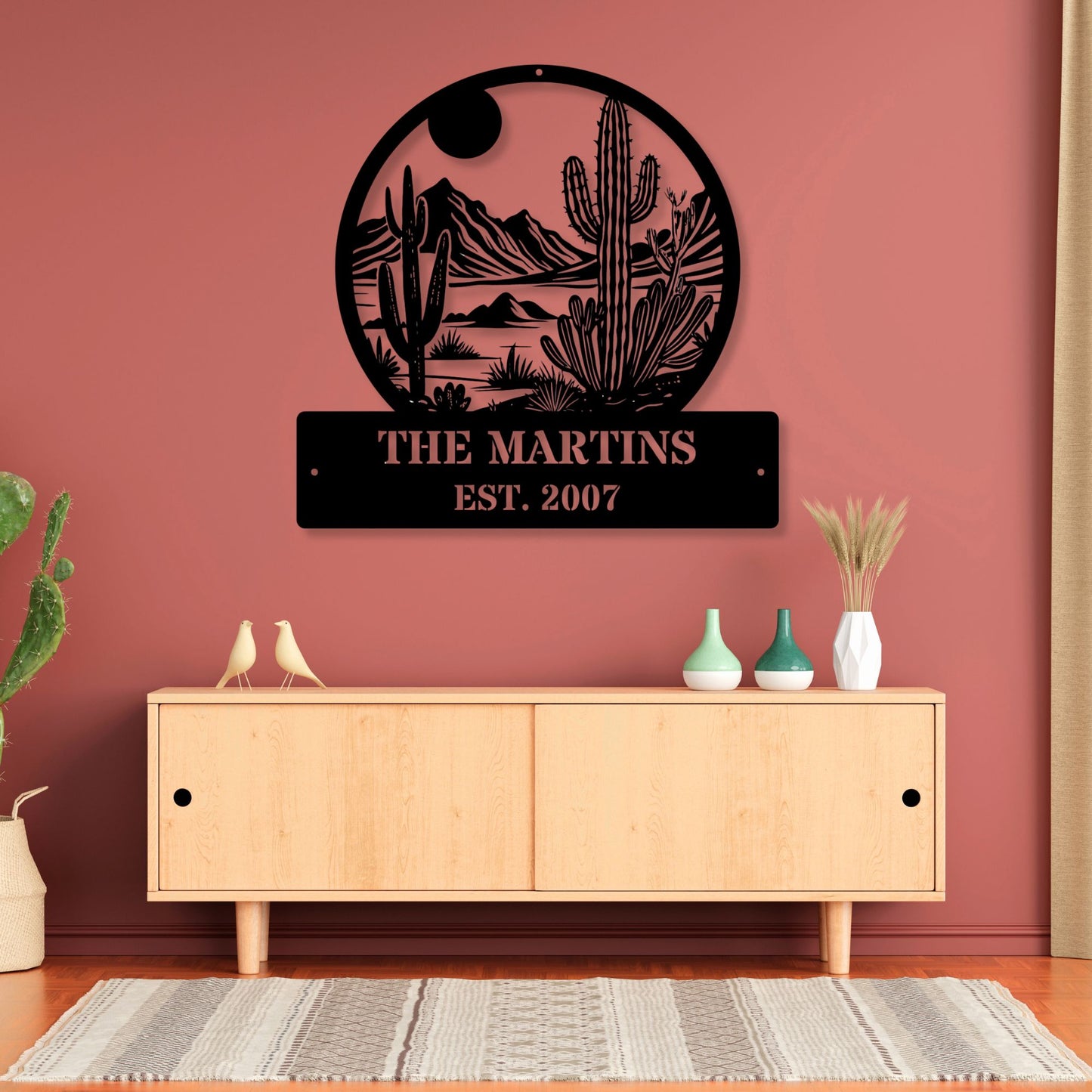Personalized Desert Metal Art, Custom Cactus Wall Decor, Southwest Metal Sign, Western Wall Art, Desert Home Decor, Rustic Metal Art