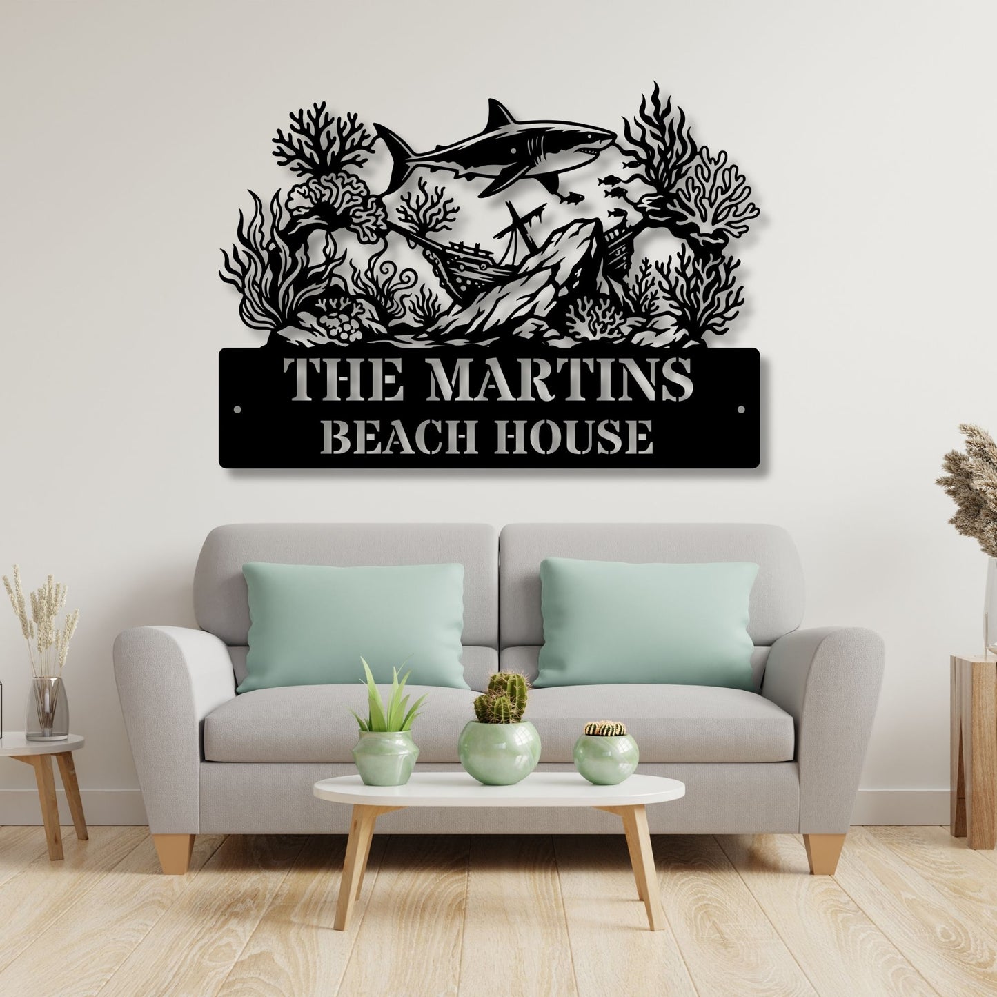 Personalized Seaside Metal Sign, Custom Beach House Sign, Coastal Decor, Ocean Wall Art, Nautical Home Decor, Beach Gift for Her