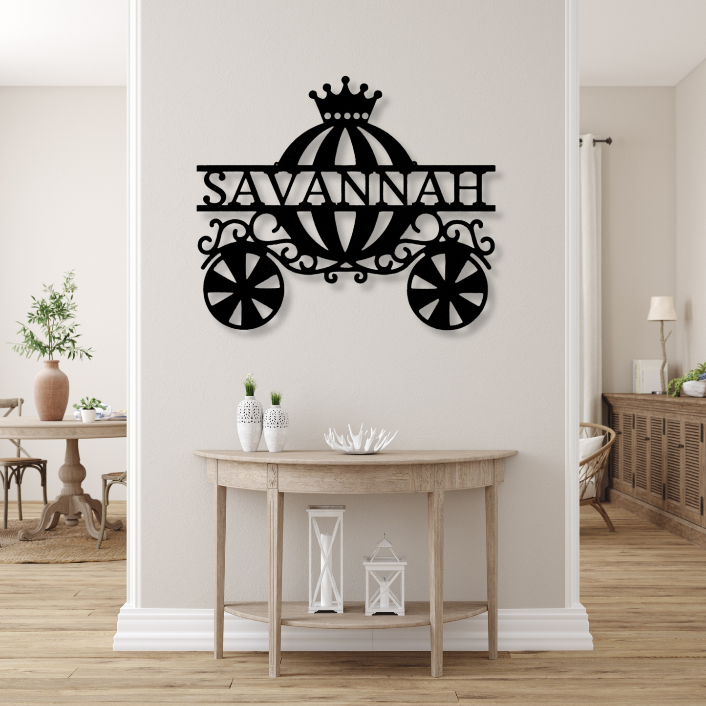 Personalized Princess Carriage Metal Sign, Kids name Metal Wall Art, Bedroom Decor