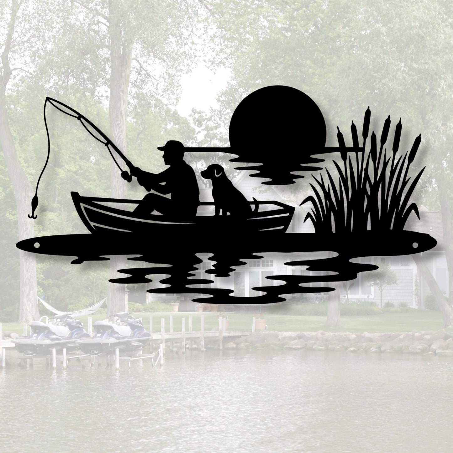 Metal Fisherman Wall Decor, Fishing Wall Art, Fisherman Gift, Lake House Decor, Cabin Wall Art, Rustic Metal Decor, Angler Gift for Him