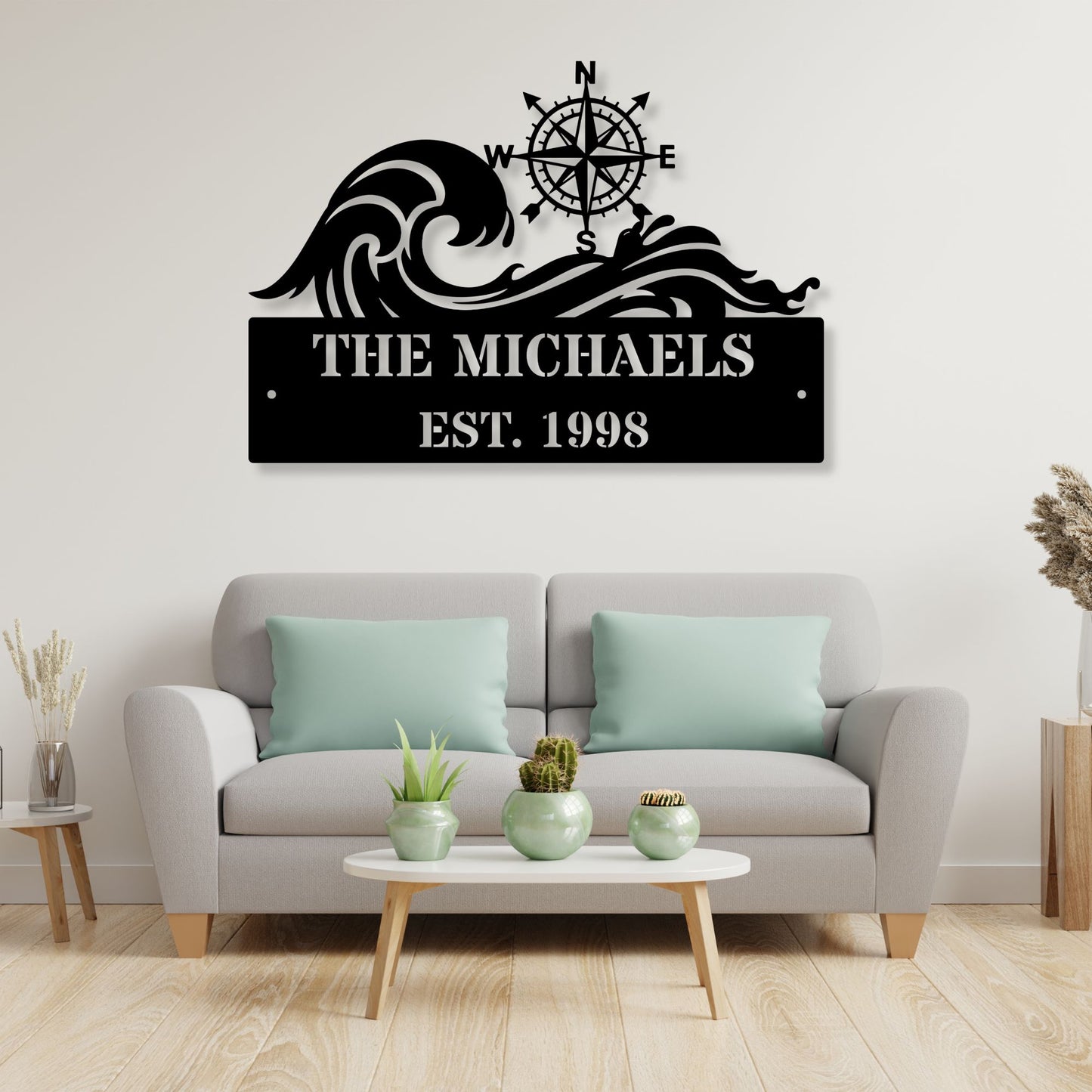 Personalized Nautical Compass Metal Sign, Custom Compass Wall Art, Nautical Decor, Maritime Home Decor, Metal Wall Sign Gift
