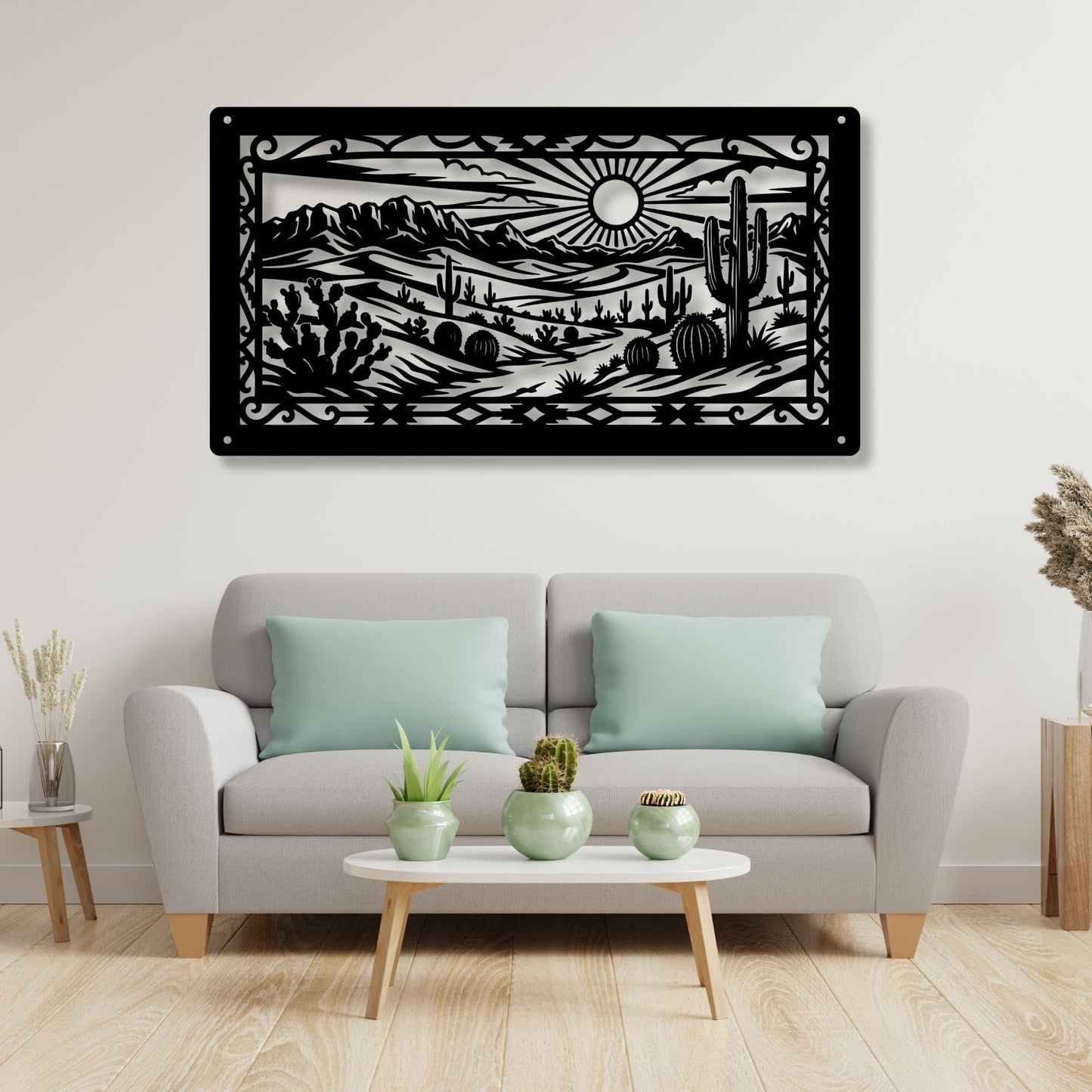 Cactus Desert Metal Art, Southwestern Decor, Rustic Wall Art, Western Home Decor, Boho Wall Hanging, Desert Cactus Art, Nature Decor