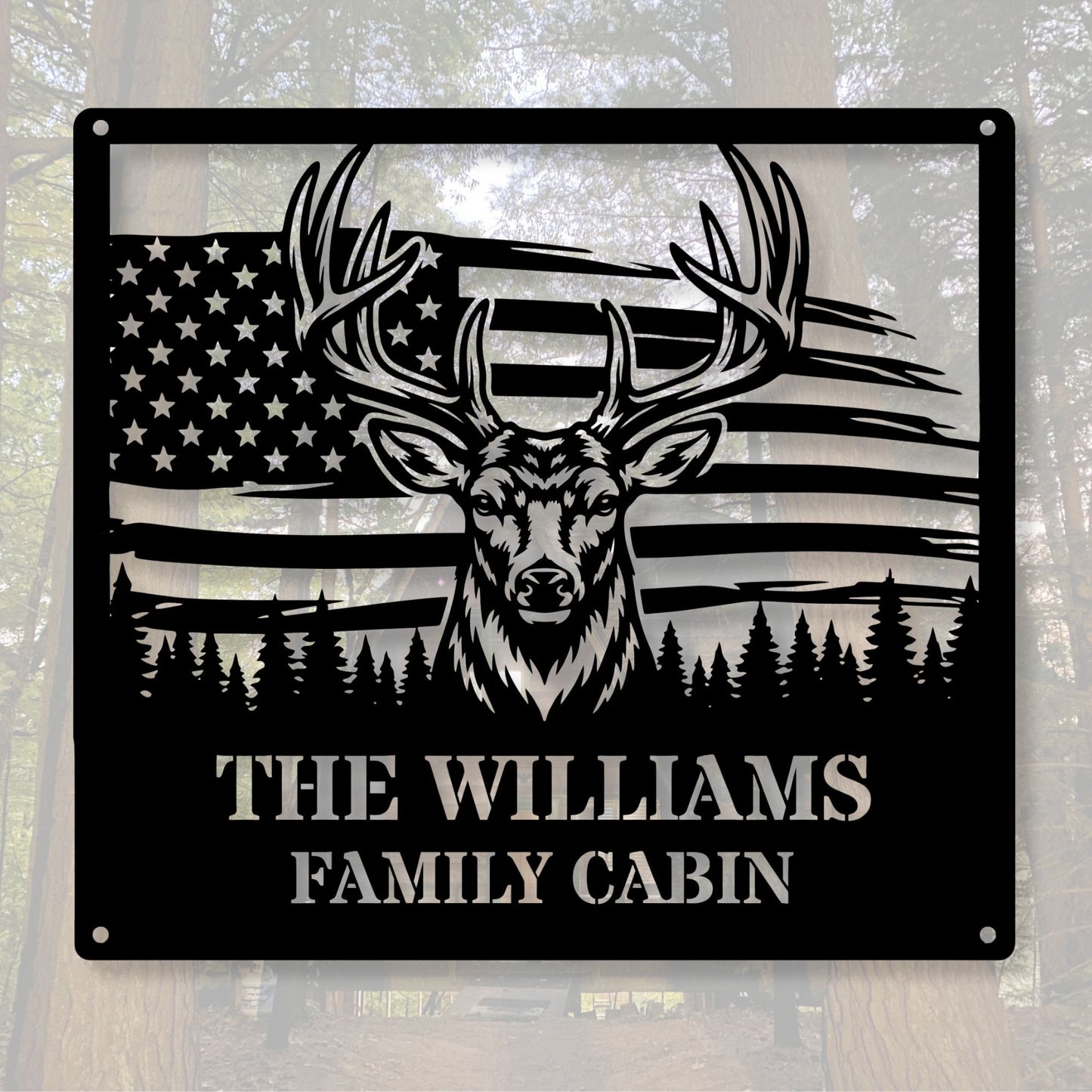 Personalized Hunting Gift for Men | Custom Deer Metal Art | Family Name Sign Outdoor, Buck and Doe Art, Father's Day Gift, Campsite Sign