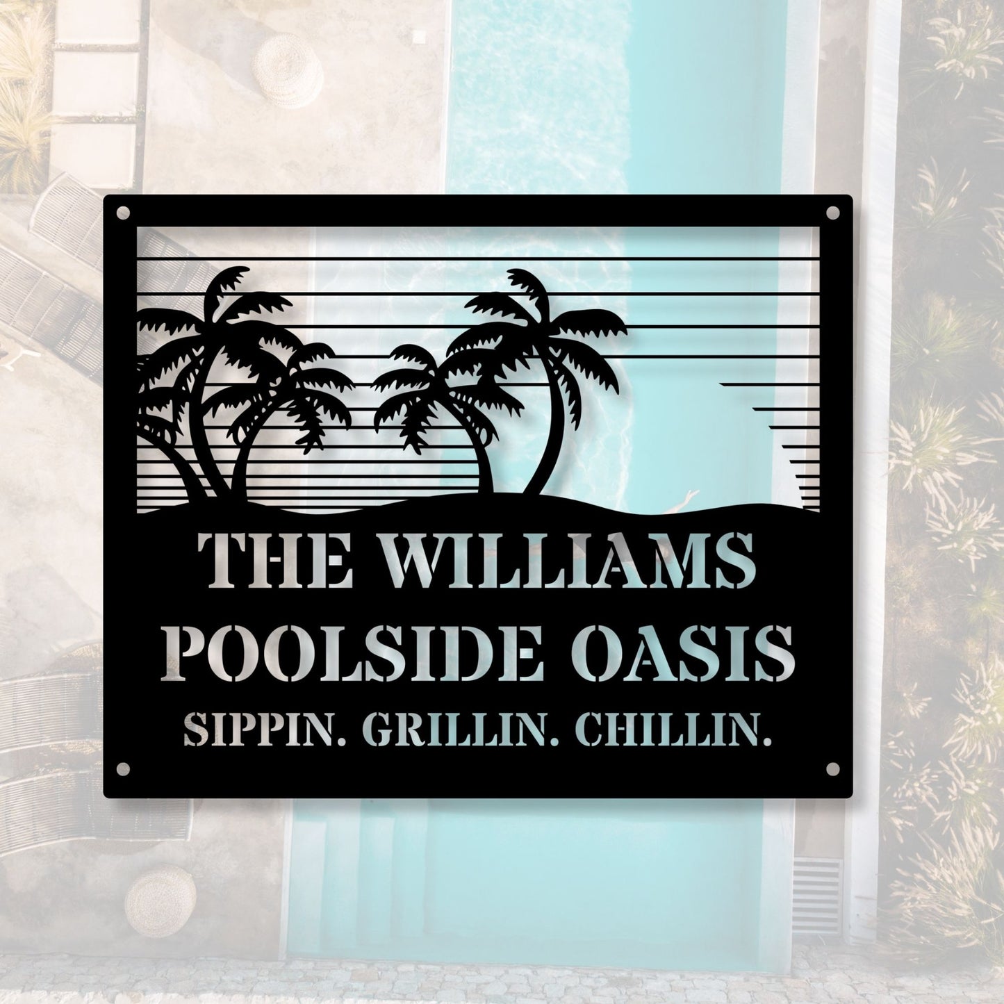 Personalized Pool Sign with Family Name, Custom Pool Decor, Backyard Sign, Outdoor Swimming Pool Gift, Poolside Wall Art Decor