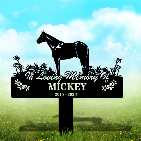 Custom Horses Memorial Metal Stake