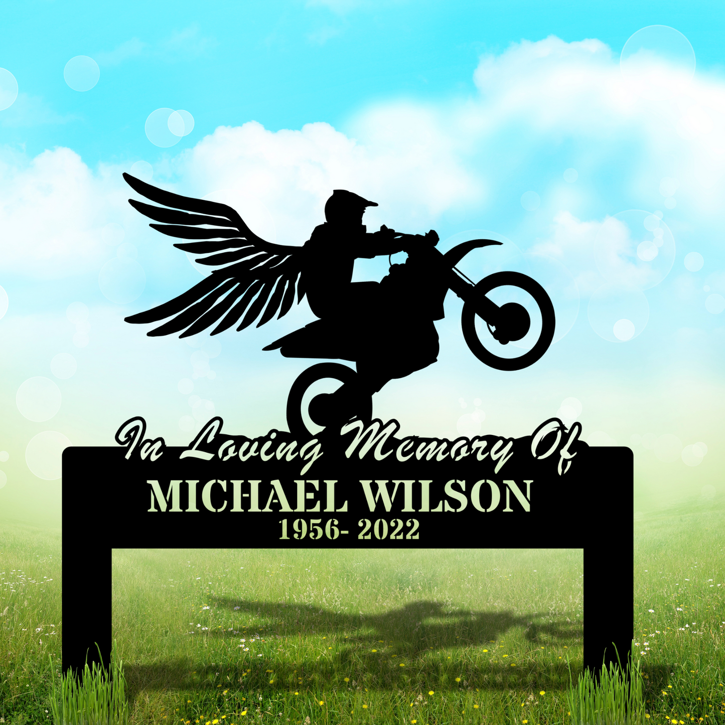 Custom Biker Memorial Metal Stake, Motorcycle Tribute Gift, Personalized Metal Memorial, Custom Biker Remembrance, Memorial Decor