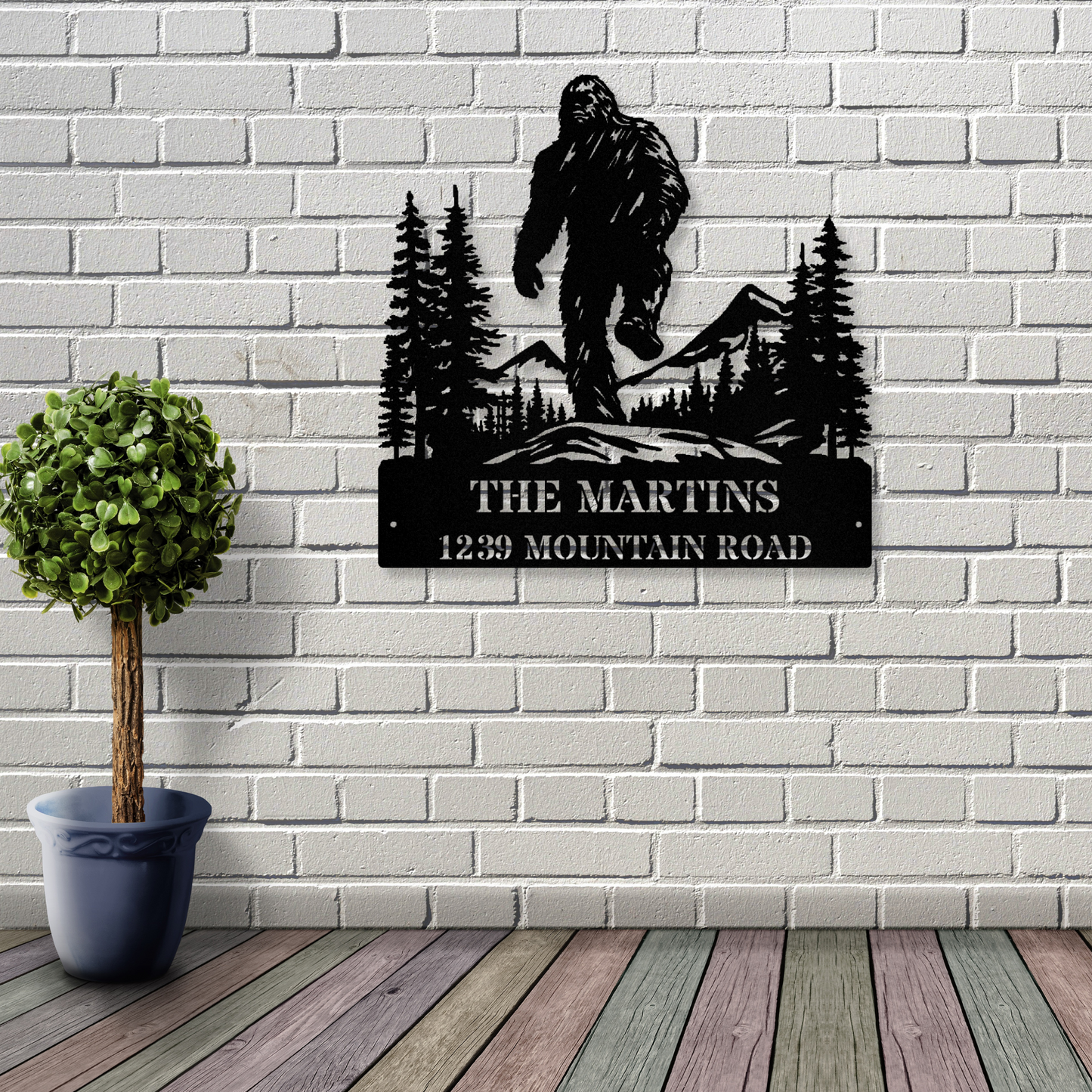 Personalized Bigfoot Metal Sign, Bigfoot Address Sign, Established Sign, Residence Sign, House Number sign, Last Name Sign, Cabin Metal Sign