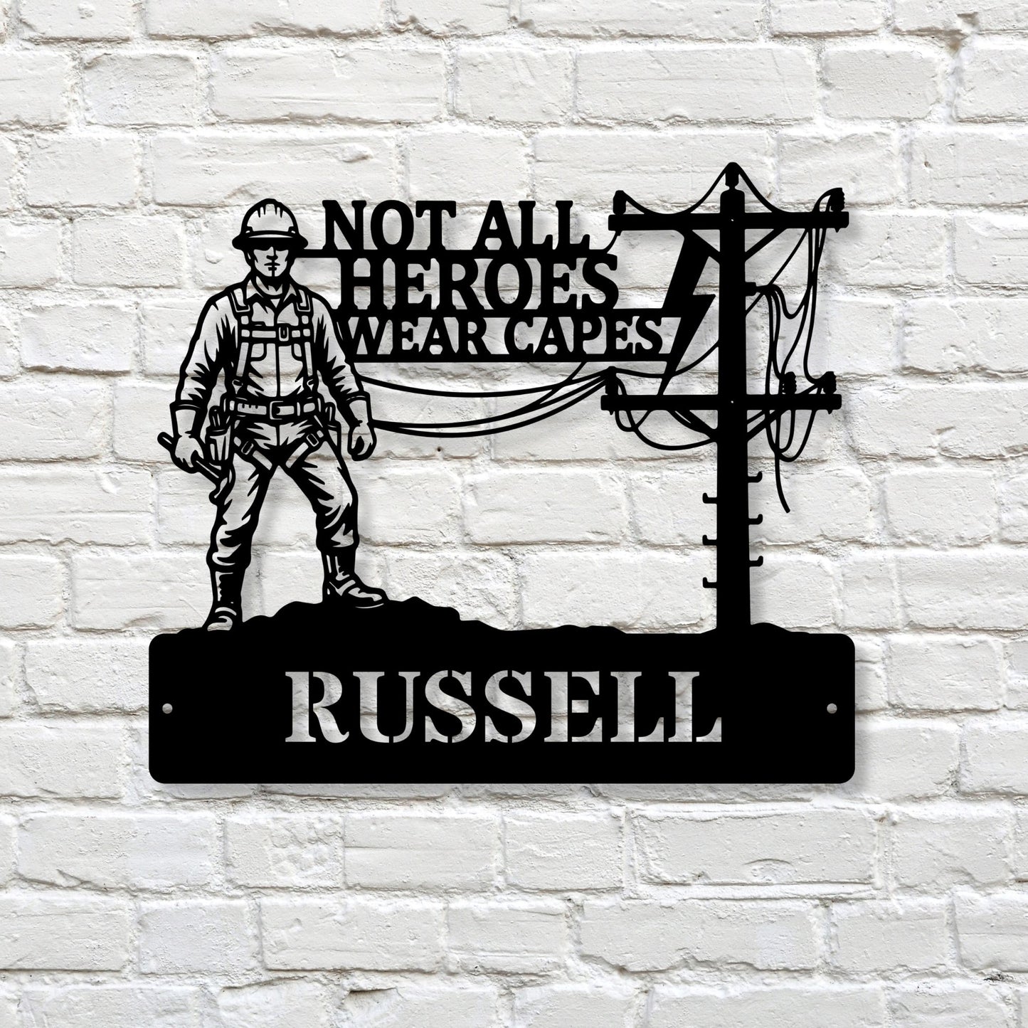 Personalized Lineman Gift, Utility Worker Metal Sign, Electrician Wall Decor, Lineman Retirement Appreciation Gift, Hero Steel Wall Art