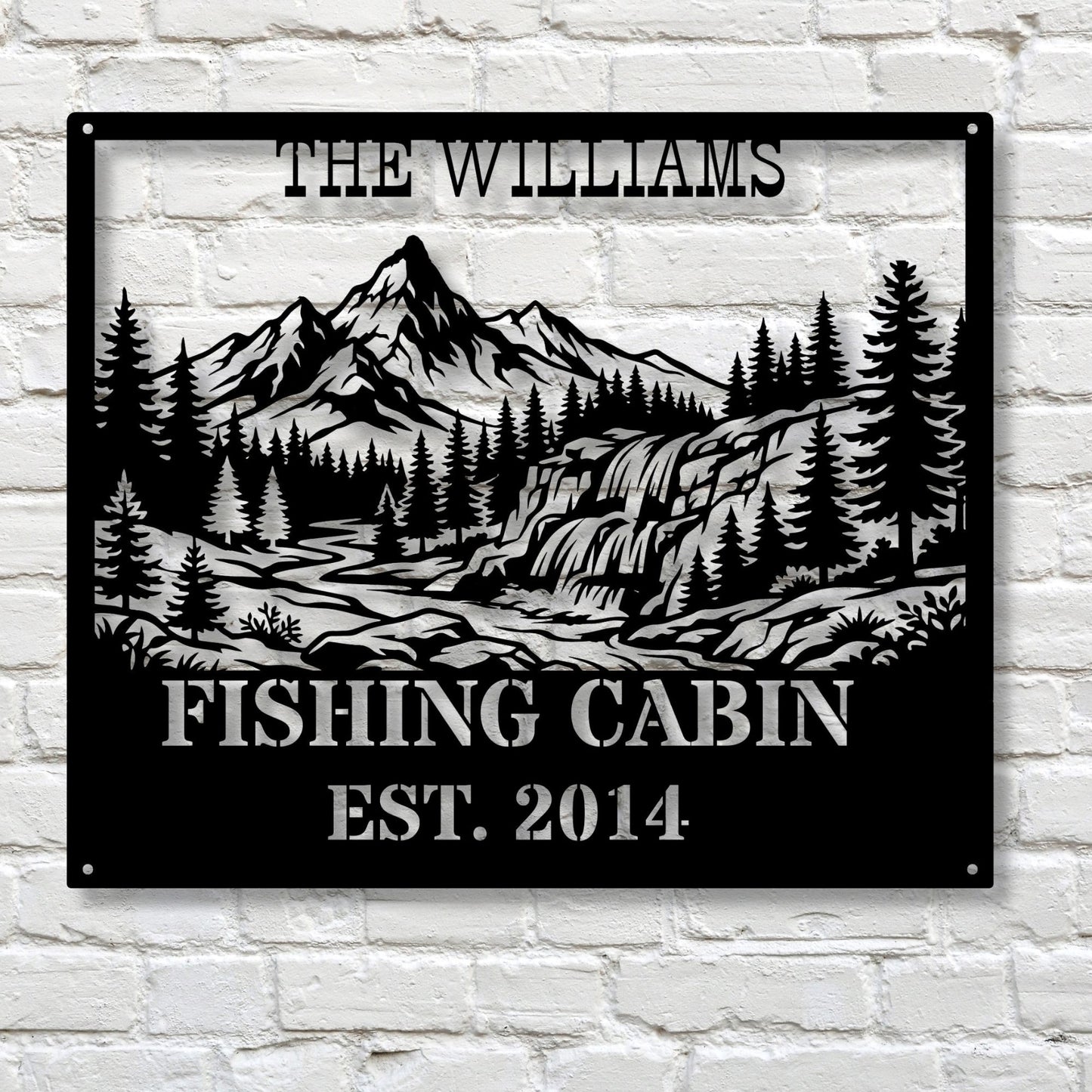 Custom fishing cabin metal decor, Fishing wall art, Rustic cabin sign, Fisherman gift, Lake house decor, Personalized metal sign