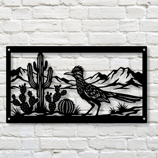 Roadrunner Metal Wall Art, Geometric Bird Sign, Minimalist Metal Wall Decor, Living Room Over The Bed Art, Modern Desert Bird, Housewarming