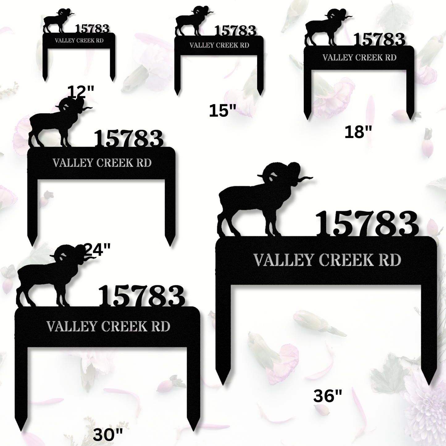Customized Bighorn Goat Address Stake, Metal Sign, Wilderness address Sign, Housewarming Gift, Horizontal Address Plaque, Address Signage