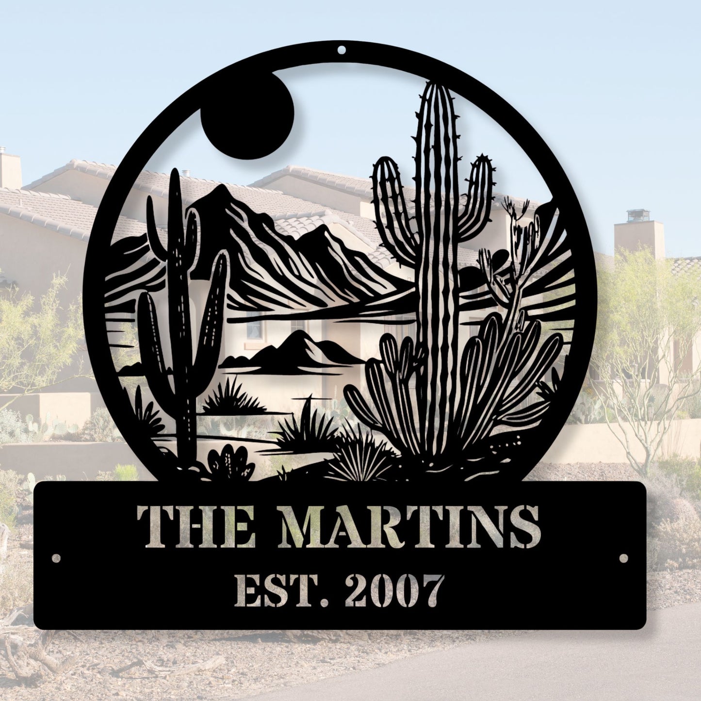 Personalized Desert Metal Art, Custom Cactus Wall Decor, Southwest Metal Sign, Western Wall Art, Desert Home Decor, Rustic Metal Art