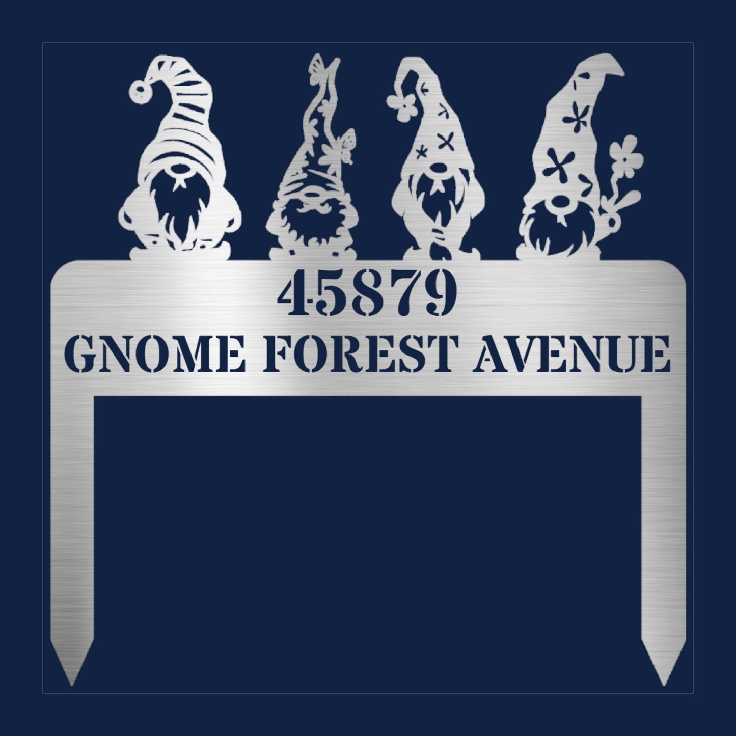 Custom Gnome Address Stake Sign, Personalized Yard Address Sign, Garden Gnome Decor, Outdoor Address Plaque, Lawn Stake