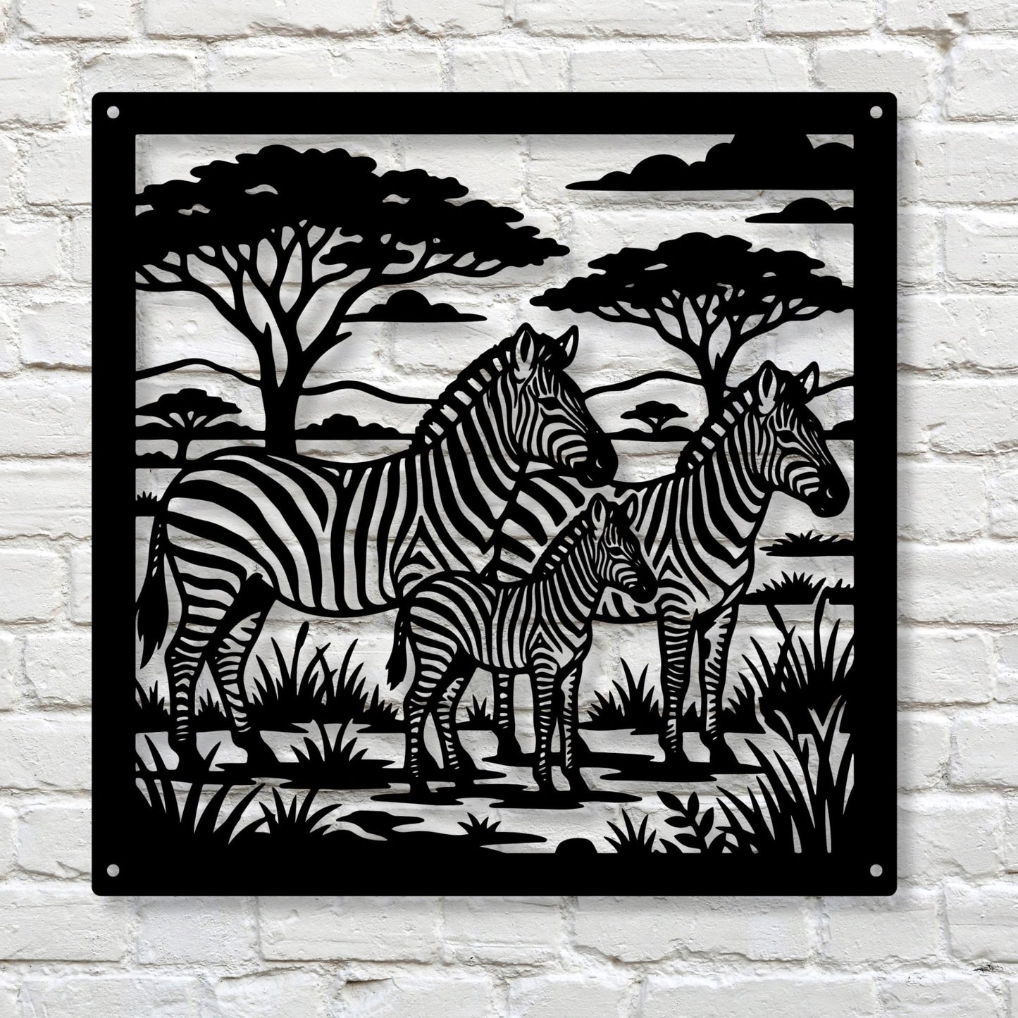 African Zebra Metal Wall Art, Safari Animal Metal Sign, Zebra Stripes Home Decor, African Wildlife Wall Hanging, Nature Lover Gift, Savannah Silhouette