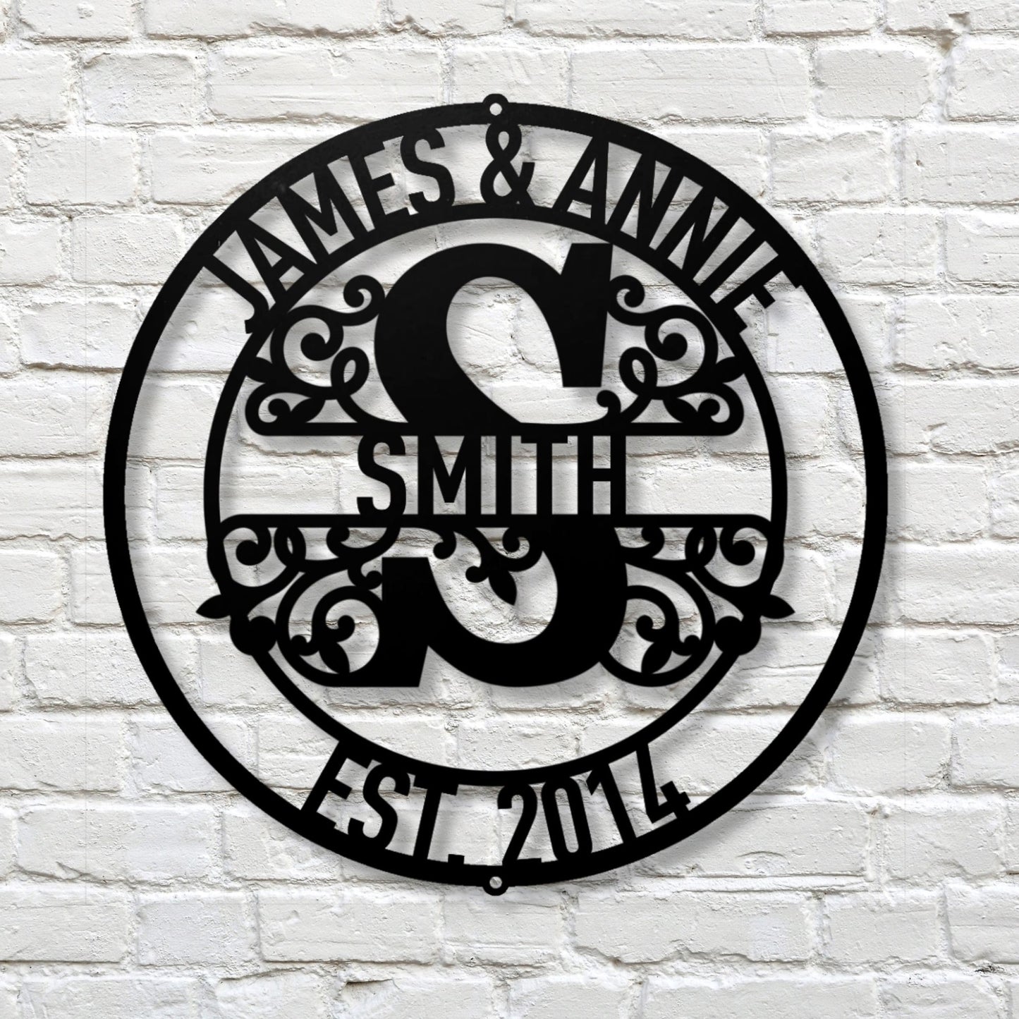 Personalized Family Name Metal Sign, Custom Monogram Last Name Sign, Wedding Gift for Couple, Housewarming Present, Established Outdoor Decor