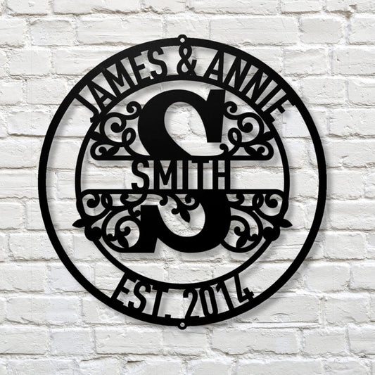 Personalized Family Name Metal Sign, Custom Monogram Last Name Sign, Wedding Gift for Couple, Housewarming Present, Established Outdoor Decor