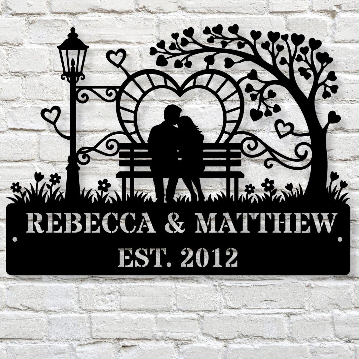 Custom couples established metal sign, personalized anniversary gift, wedding gift, metal wall art, custom home decor sign, rustic decor