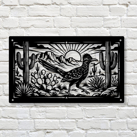 Southwestern Home Decor, Road Runner Metal Wall Art,  Metal Bird Silhouette, Desert Nature Sign, New Mexico State Bird, Outdoor Garden Art