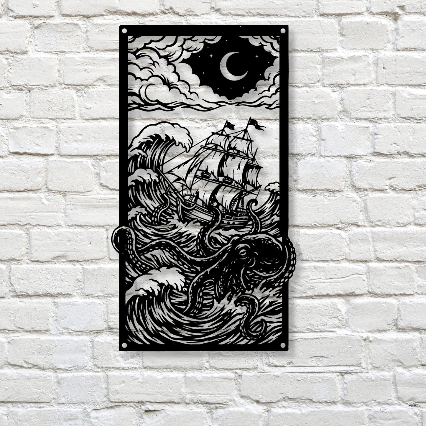 Kraken Metal Wall Art, Kraken Decor, Octopus Wall Art, Sea Creature Metal Art, Ocean Nautical Decor, Mythical Sea Monster Wall Hanging