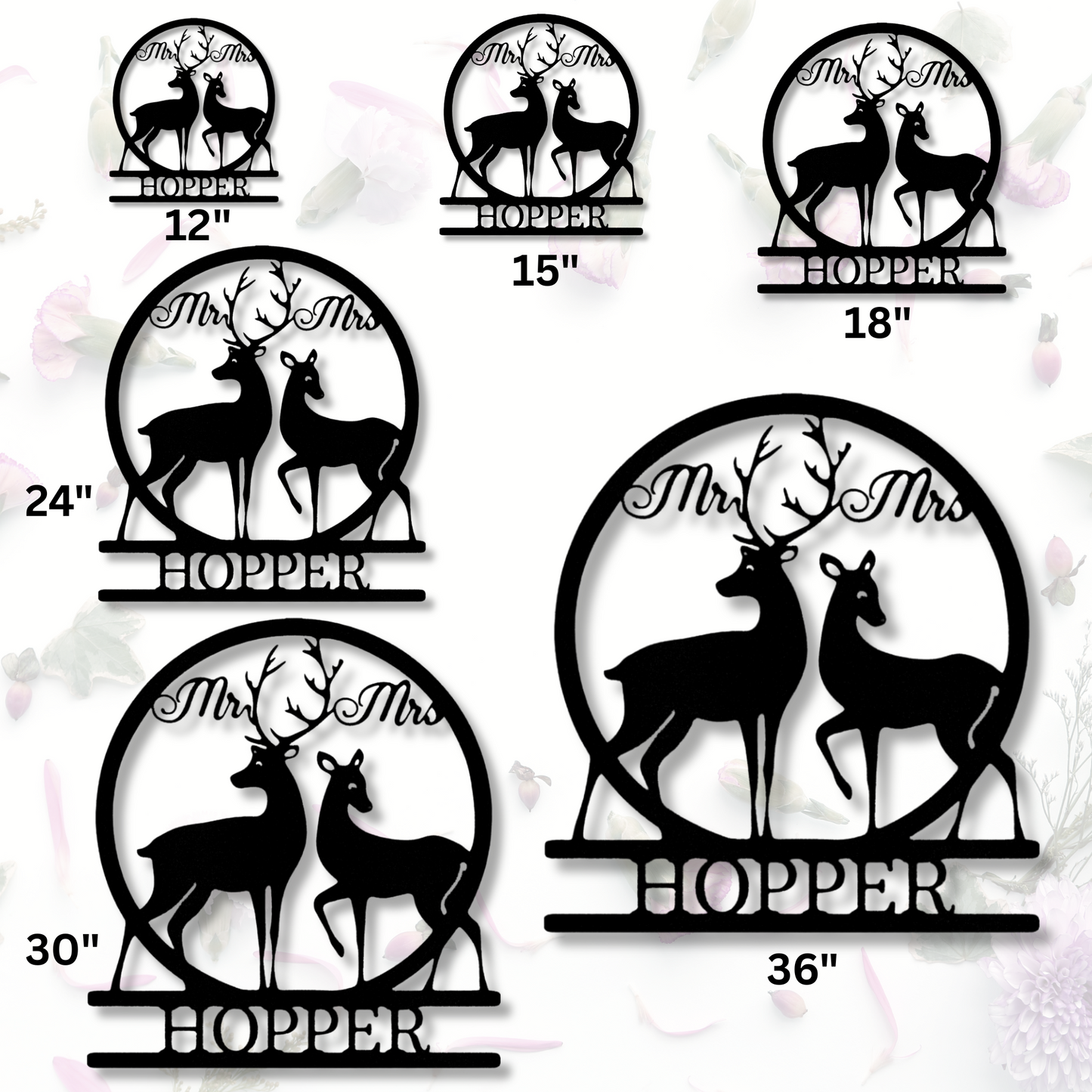 Personalized Mr and Mrs Deer  Metal Sign, Custom Couple Name Metal Art Sign, Wedding Anniversary Gift, Housewarming Gift