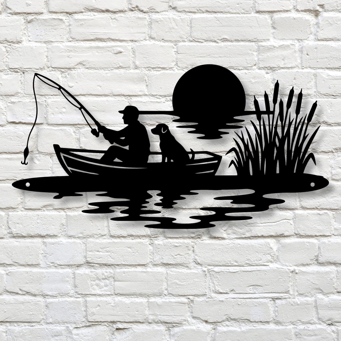Metal Fisherman Wall Decor, Fishing Wall Art, Fisherman Gift, Lake House Decor, Cabin Wall Art, Rustic Metal Decor, Angler Gift for Him
