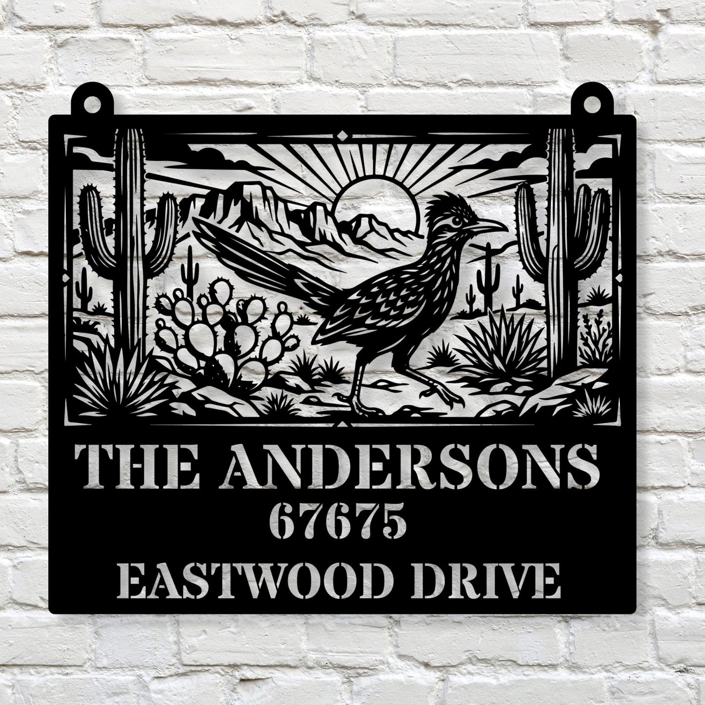 Custom Road Runner Address Sign, Metal House Numbers Plaque, Personalized Family Name Sign, New Home Gift, Outdoor Metal Wall Art, Decor