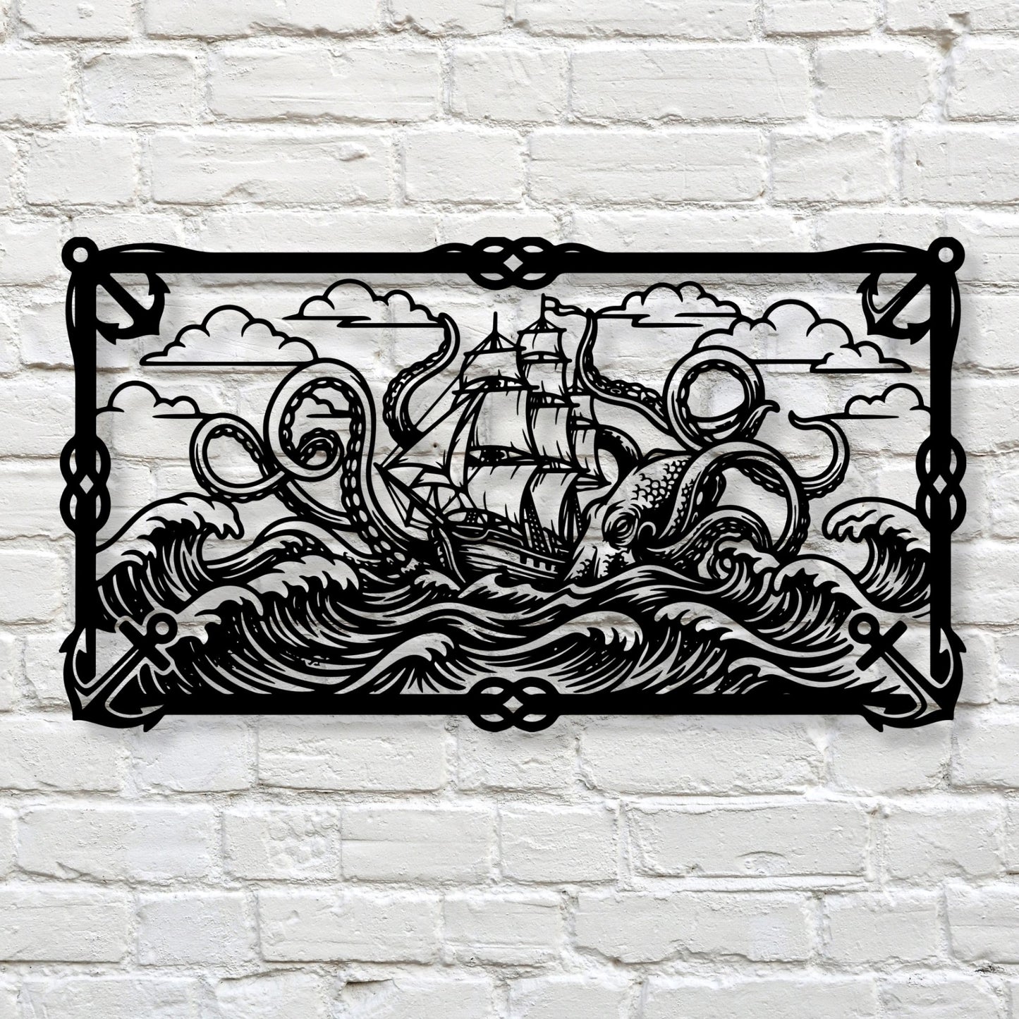 Sea Monster Metal Wall Art, Kraken Wall Decor, Ocean Creature Art, Nautical Home Decor, Voyage Art, Coastal Metal Sculpture, Marine Gift