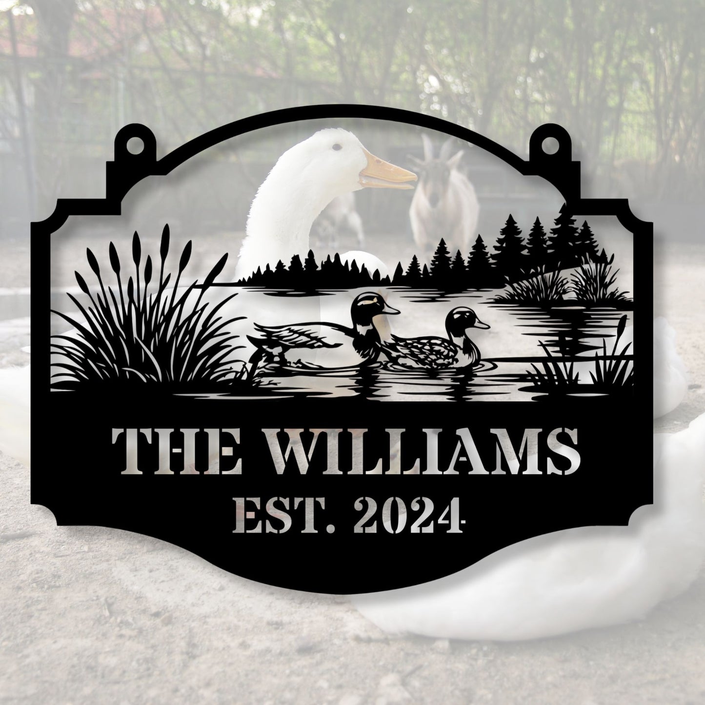 Custom Duck Farm Metal Sign, Duck Decor, Farm Metal Sign, Farmhouse Wall Art, Duck Lover Gift, Rustic Farm Decor, Personalized Barn Sign