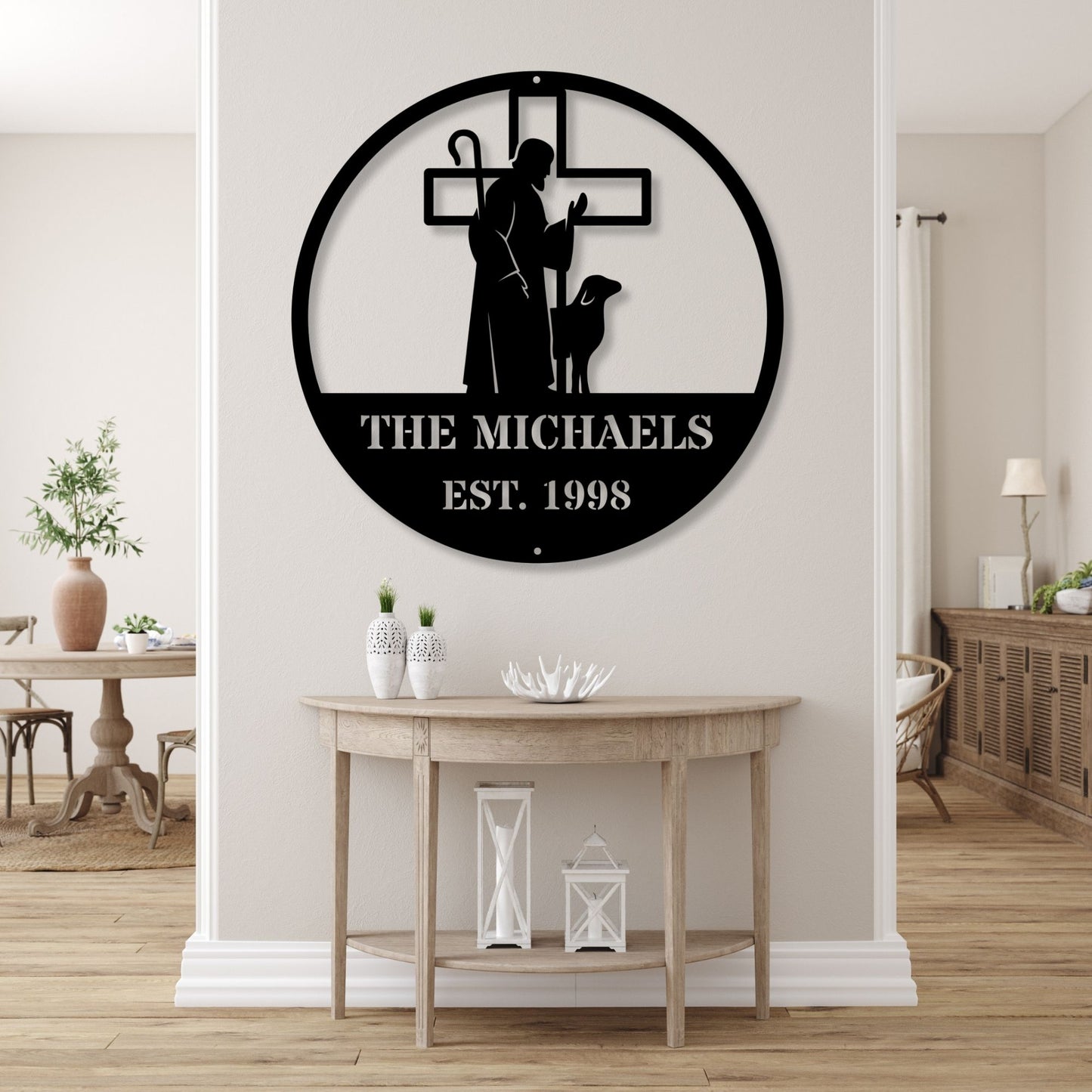 Personalized Christ Shepherd Metal Sign, Christian Wall Art, Religious Decor, Jesus Metal Sign, Faith Home Decor, Shepherd Wall Art