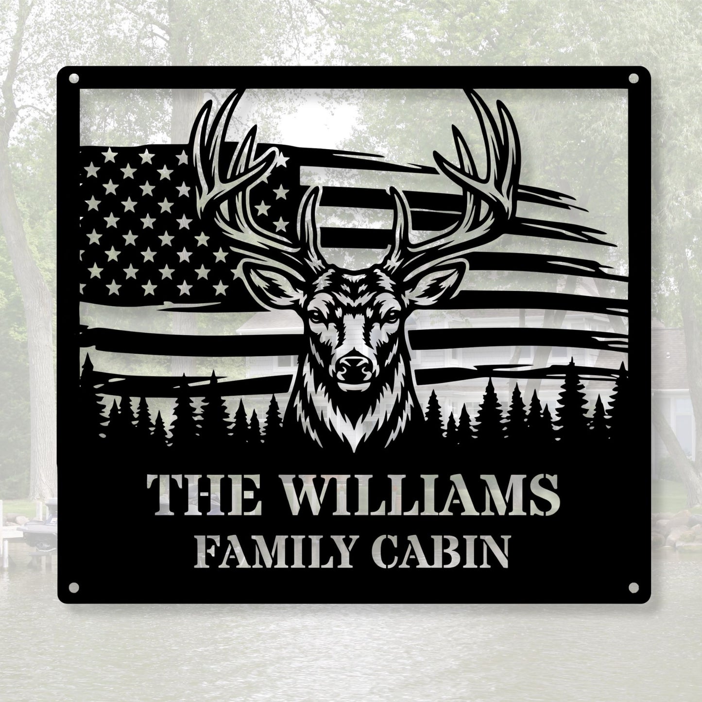 Personalized Hunting Gift for Men | Custom Deer Metal Art | Family Name Sign Outdoor, Buck and Doe Art, Father's Day Gift, Campsite Sign