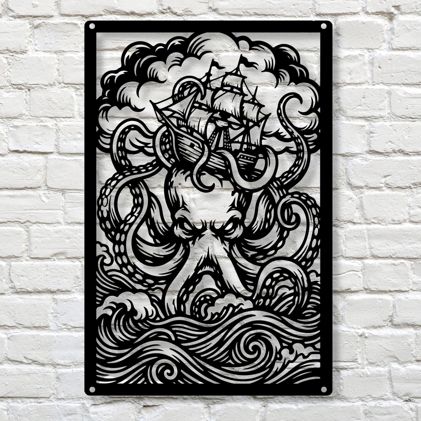 Kraken Wall Art, Octopus Print, Ocean Wall Decor, Nautical Art, Sea Creature Print, Marine Life Art, Coastal Home Decor