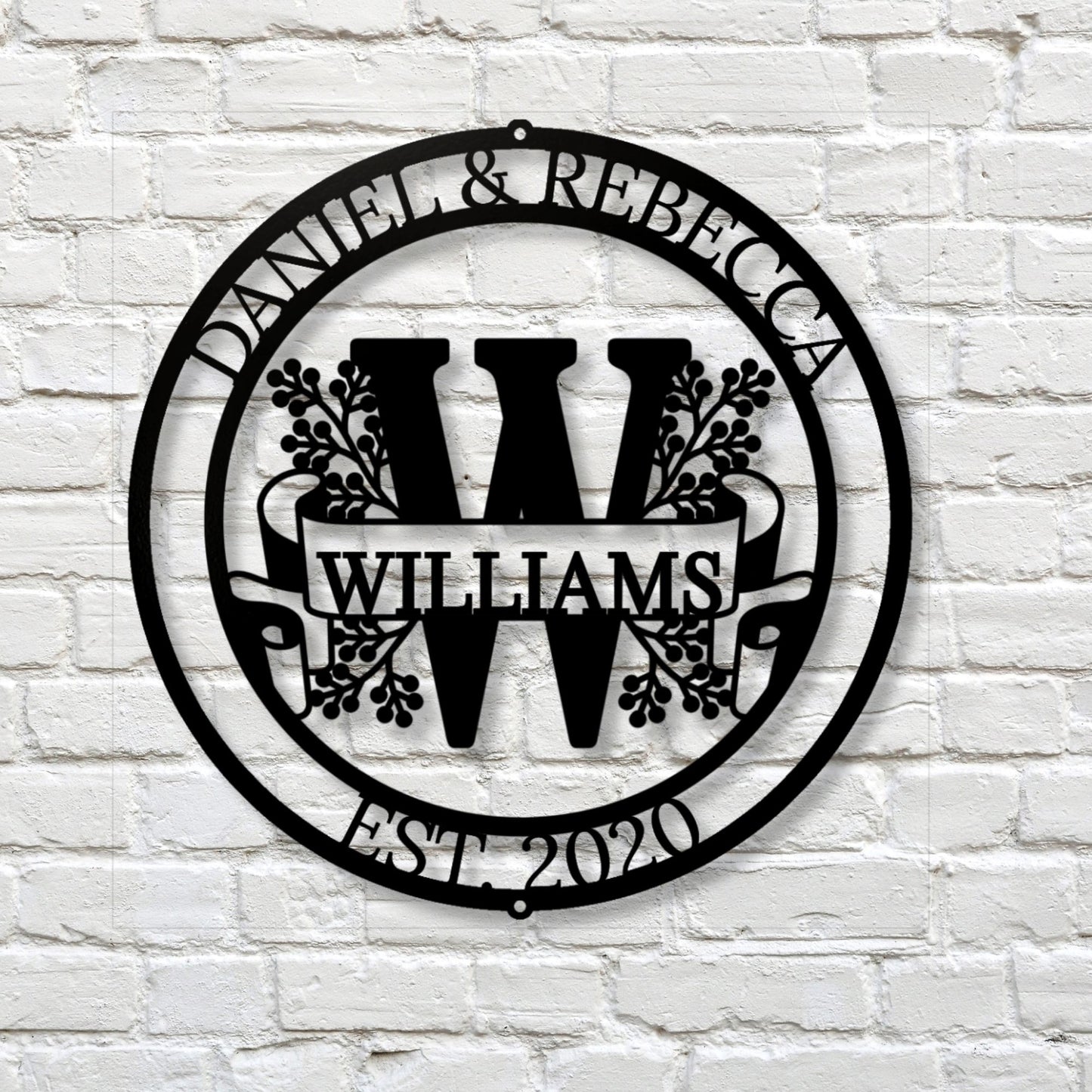 Custom Monogram Metal Sign with Family Name | Personalized Wedding Gift | Est Last Name Sign, Anniversary Gift for Parents, Outdoor Wall Art