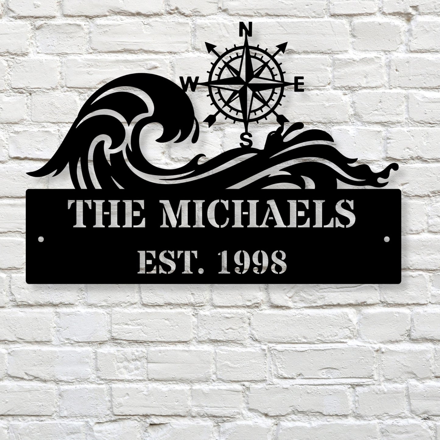 Personalized Nautical Compass Metal Sign, Custom Compass Wall Art, Nautical Decor, Maritime Home Decor, Metal Wall Sign Gift