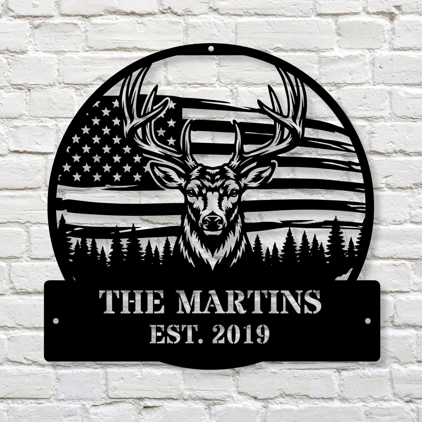 Custom Deer Family Name Metal Art | Personalized Last Name Sign | Metal Cabin Decor, Hunter Gift, Outdoor Name Sign, Housewarming Gift