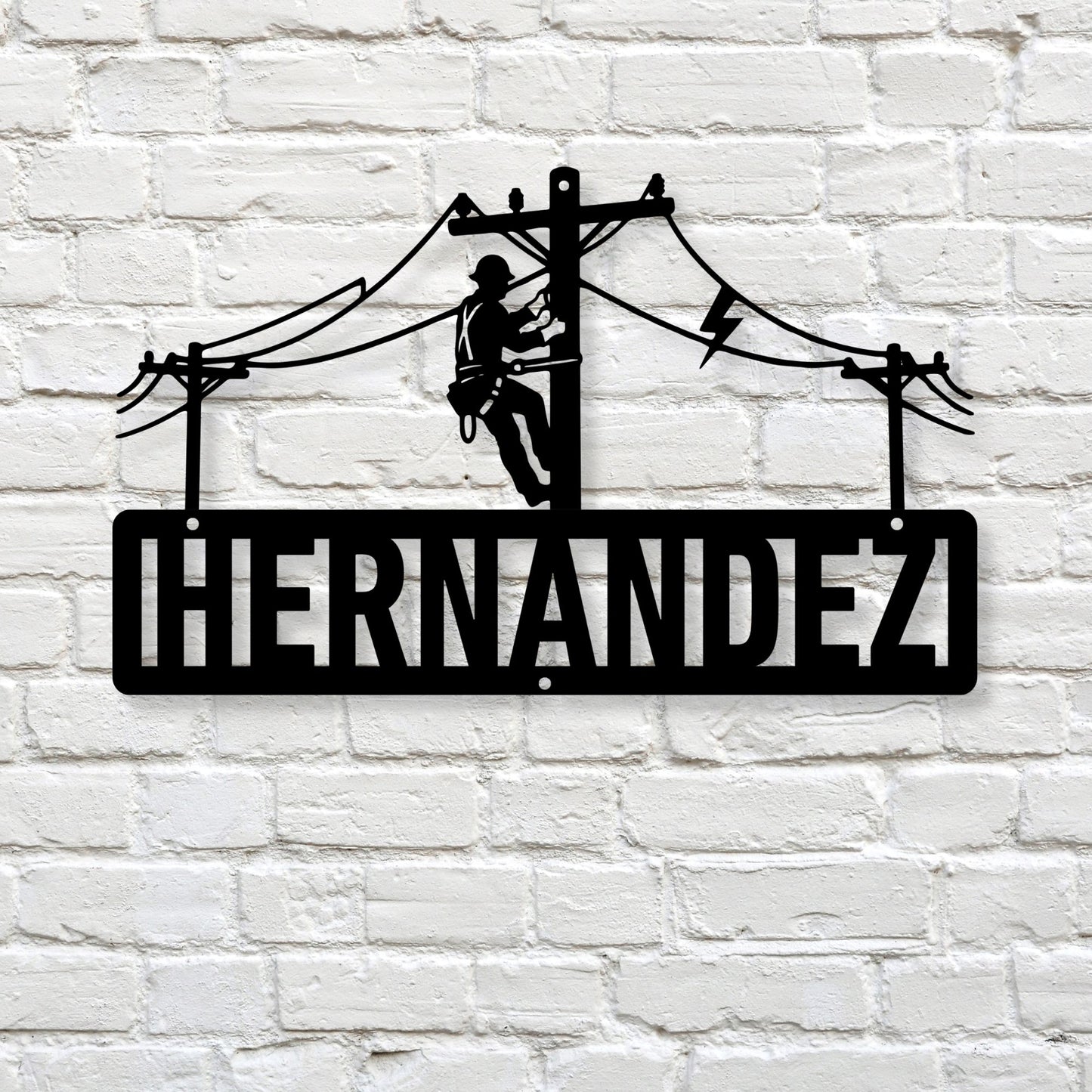 Personalized Lineman Metal Wall Decor, Custom Electrician Gift for Men, Utility Worker Steel Sign, Lineman Retirement Gift, Father's Day Metal Art