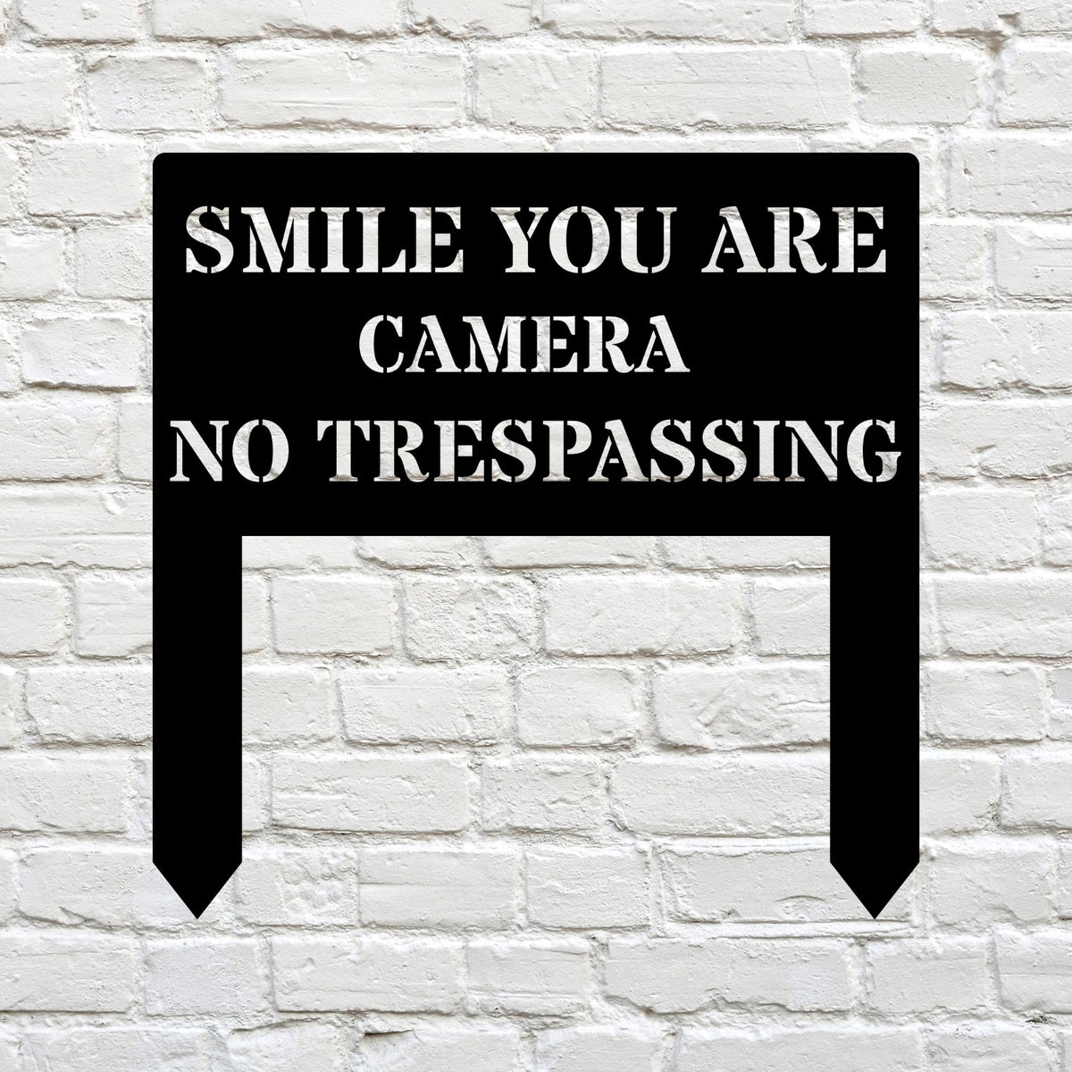 Smile You Are on Camera No Trespassing Metal Sign, Security Camera Sign, Outdoor Metal Yard Decor