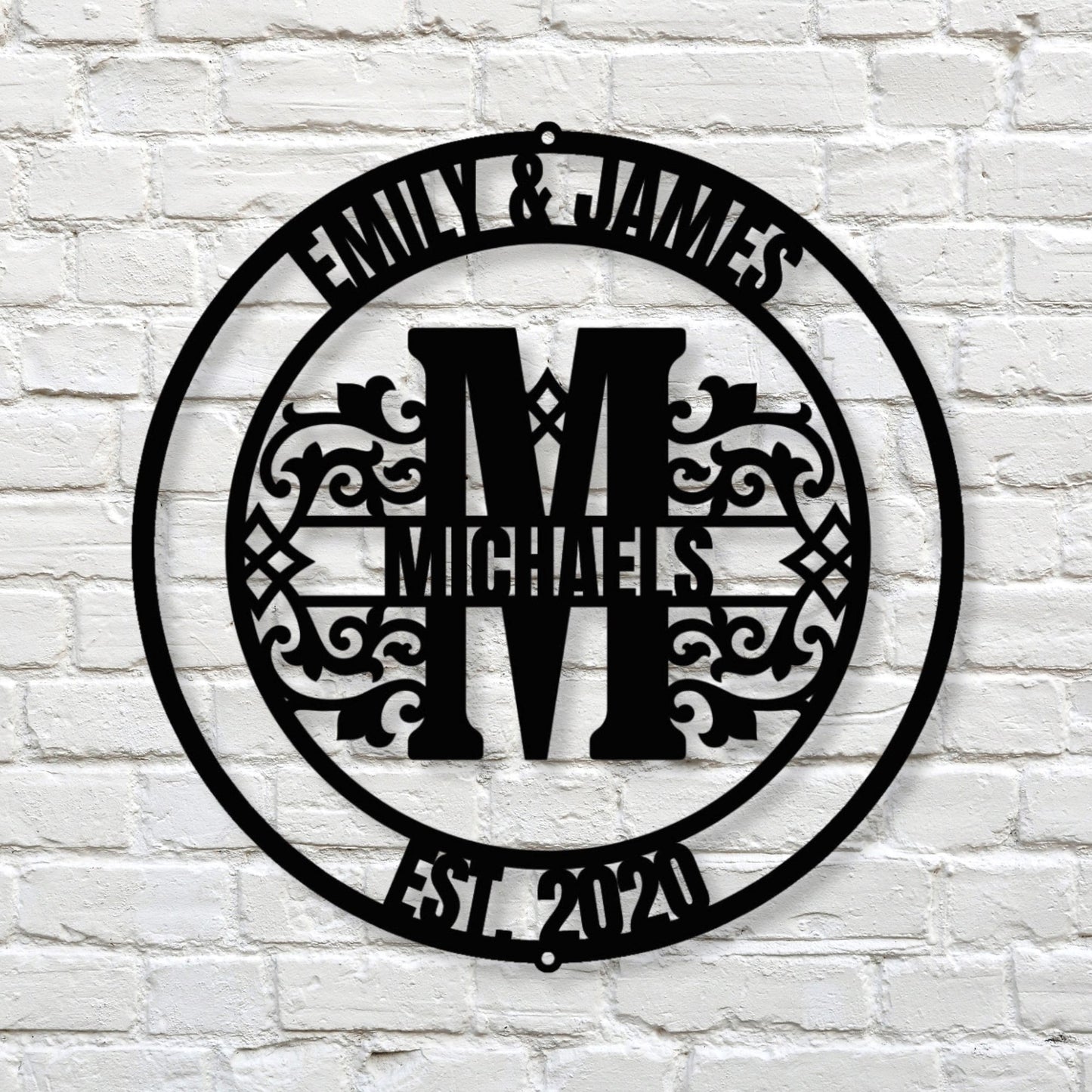 Personalized Wedding Gift Monogram | Custom Metal Art Family Name Sign | Anniversary Gift for Couple, Newlywed Wall Decor, Bridal Shower