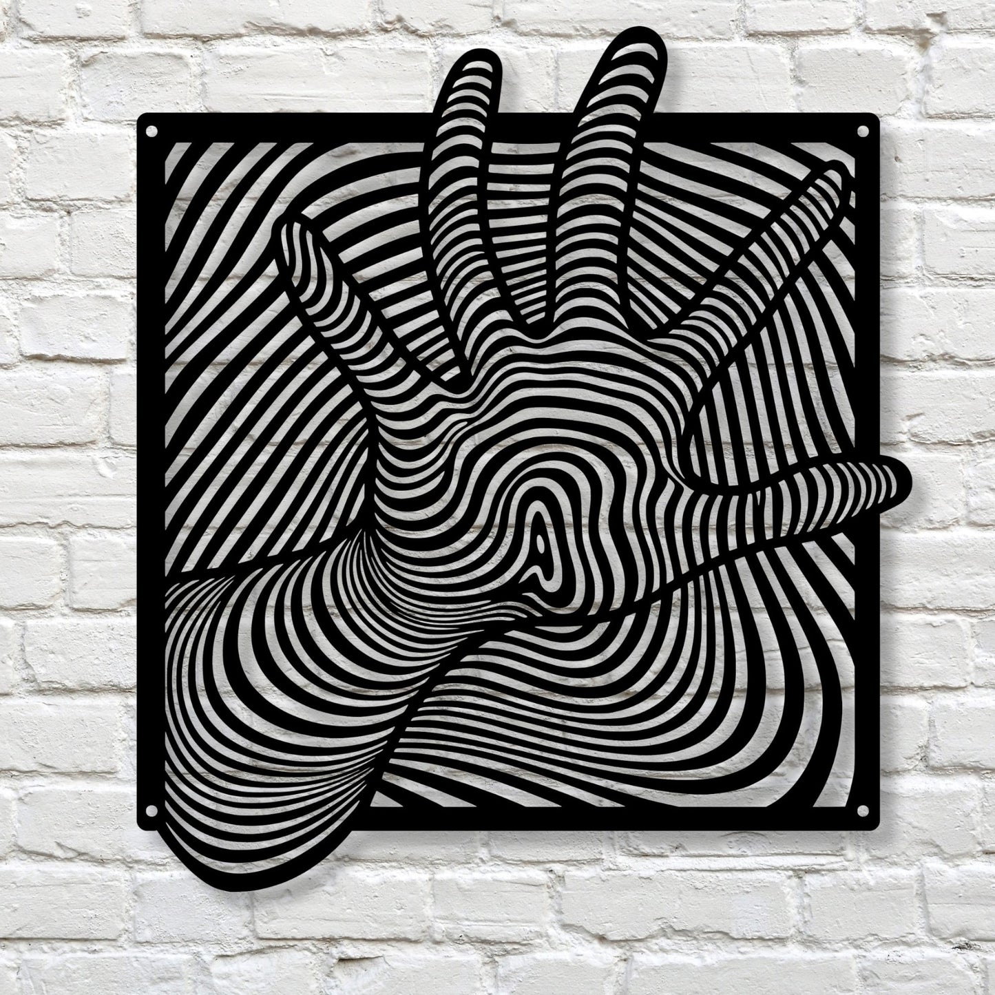 Hand illusion metal wall art, 3D optical illusion decor, modern metal wall hanging, unique home decor, contemporary wall sculpture