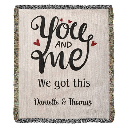 You and Me Couple's Woven Engagement Blanket, Wedding Gift for Couple, Proposal Blanket, Cotton Anniversary Gift, Mother's Day Gift