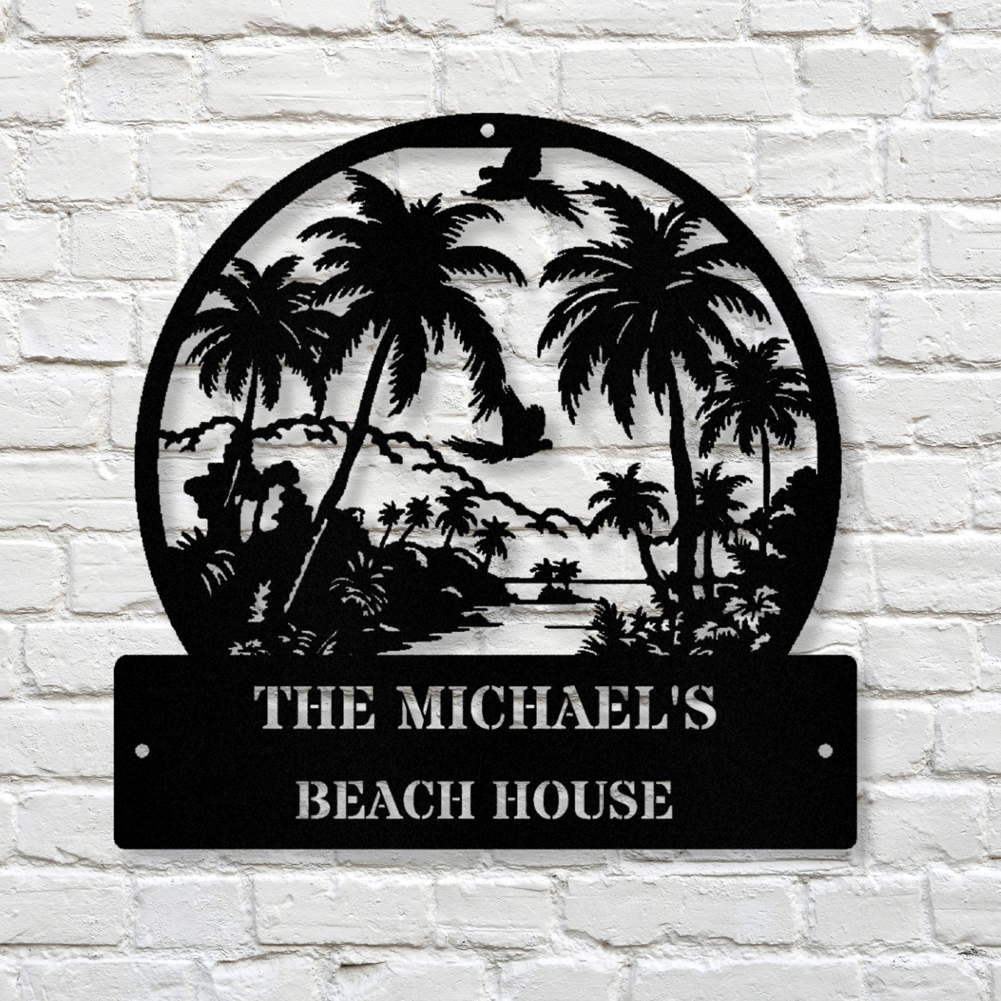 Customized Beach House Sign, Personalized Beach Wall Art, Summer Decor, Beach House Sign, Outdoor Indoor Metal Sign, Lake House Sign