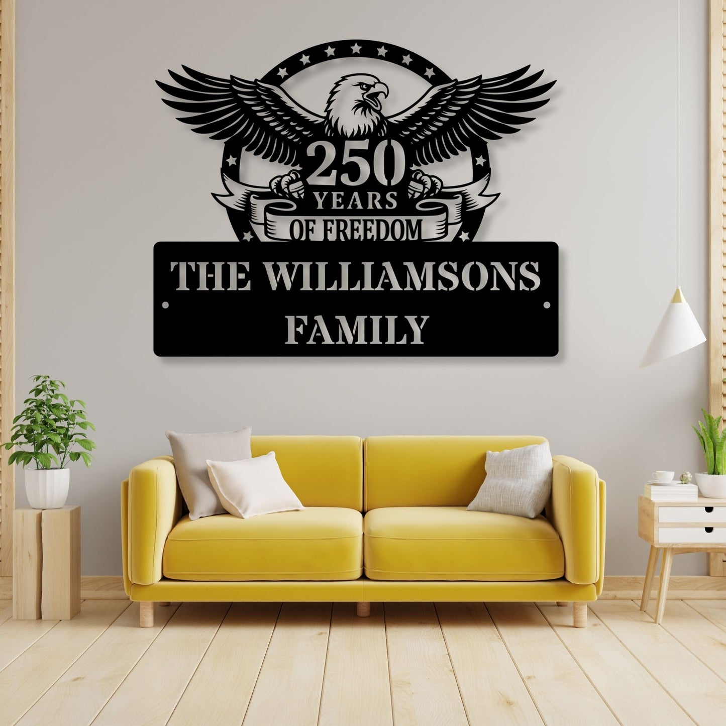 250 Years of Freedom Metal Sign, Custom Patriotic Wall Art, USA Independence Decor, Vintage American History Sign, Americana Metal Wall Decor