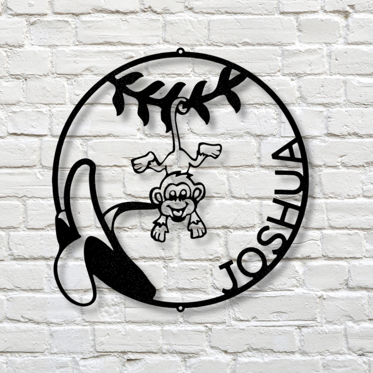 Custom Our Little Monkey Metal Sign, Personalized Swinging Monkey Metal Art Sign, Nursery Wall Art Decor, Kids Playroom Wall Hanging, X-mas Gift For Little Nephew