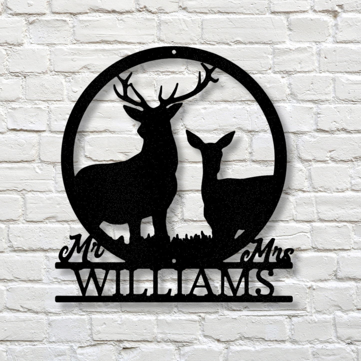 Custom Stag and Doe Metal Sign, Personalized Last Name Metal Art Sign, Engaged Couple Name WalI Art Decor, Living Room Wall Art, Anniversary Gift For Couple