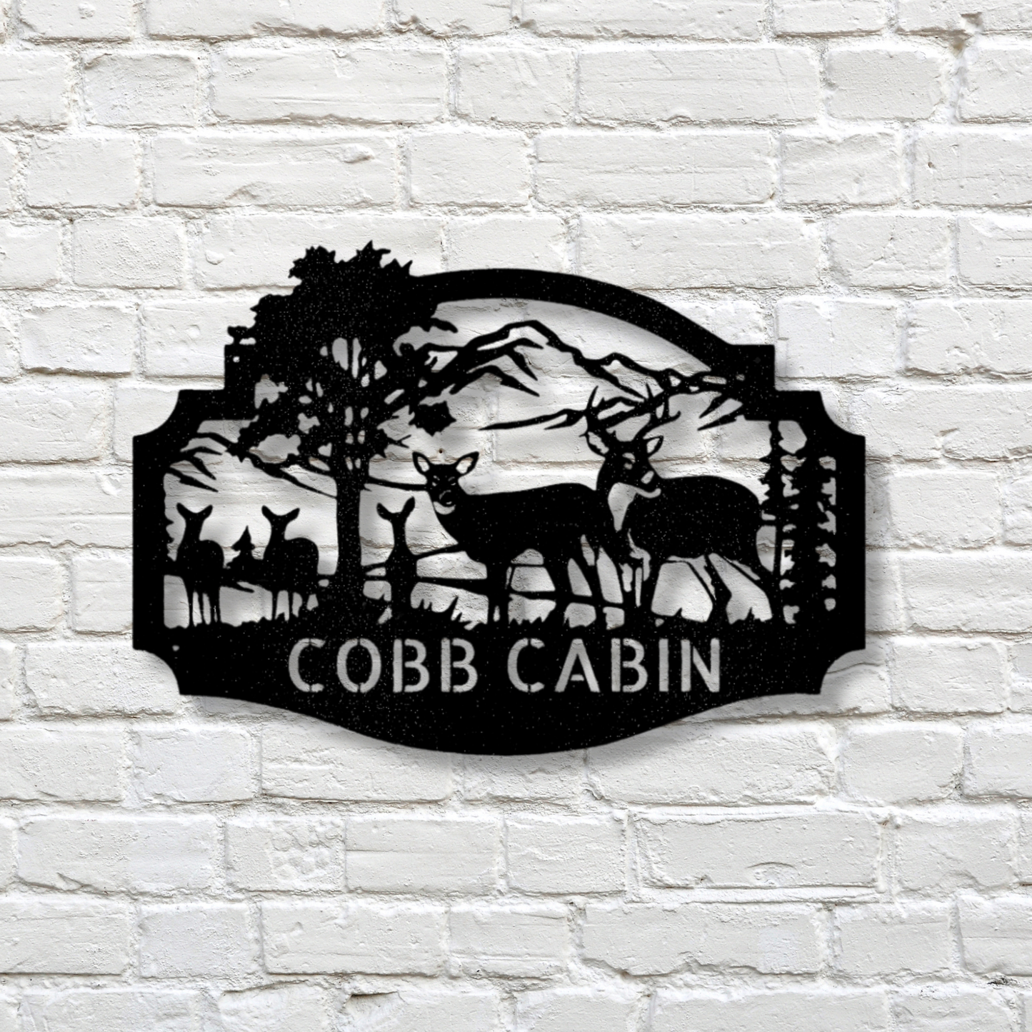 Personalized Deer Family Metal Art Sign, Custom Deer Metal Wall Decor, Cabin Wall Hanging, Indoor Metal Art Signs, Birthday Gift For Dad, Family Name Sign.