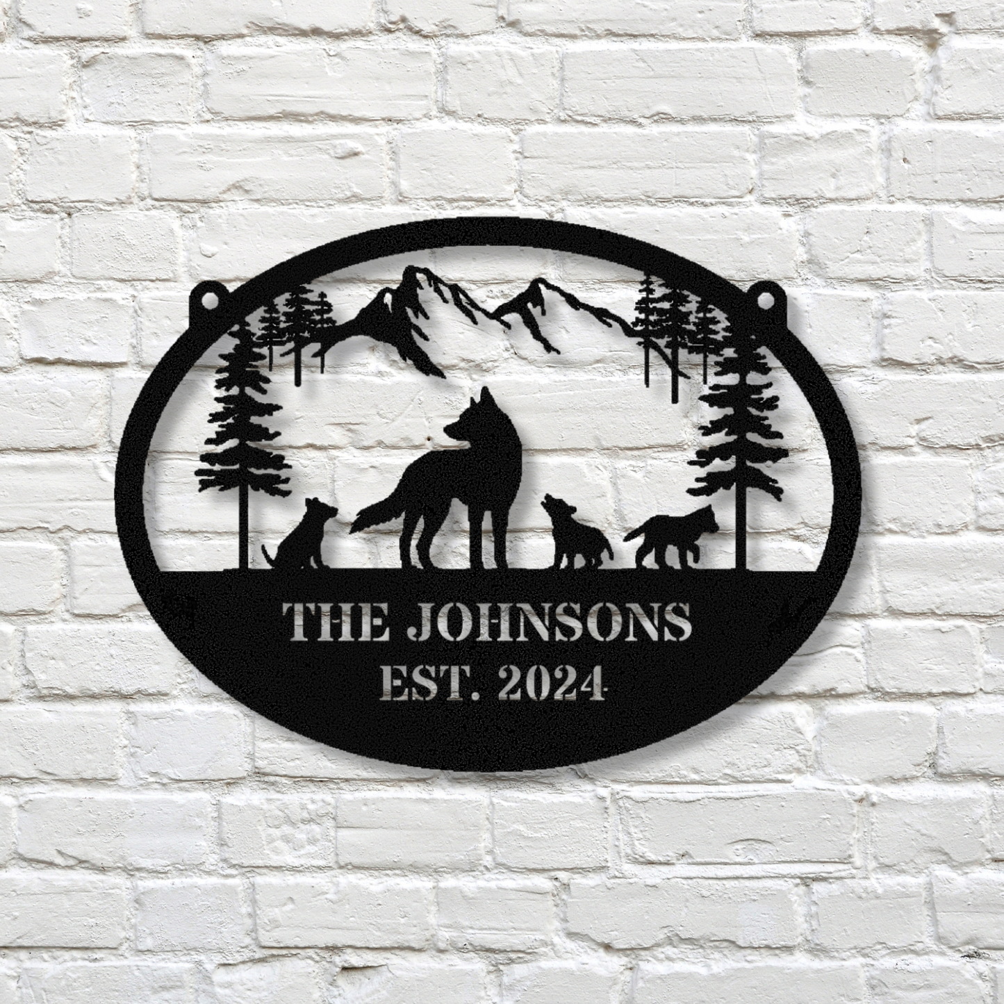 Personalized Wolf Mountain Metal Hanging Sign, Ranch Metal Sign, Barn metal sign, Metal barn sign, Farmhouse sign, House Number Sign