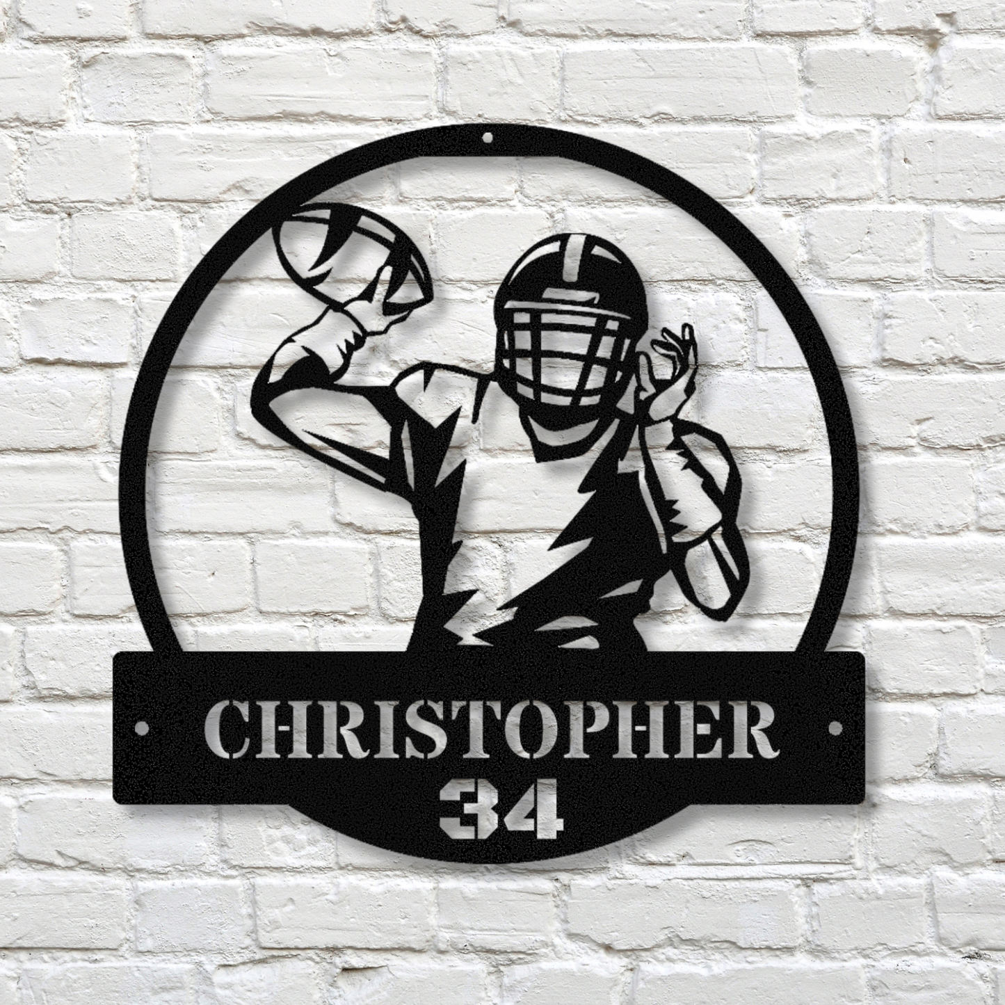 Personalized Football Player Metal Sign, Last Name and Number Metal Wall Art, American Football Metal Sign, Football Player Gift from Mom or Dad