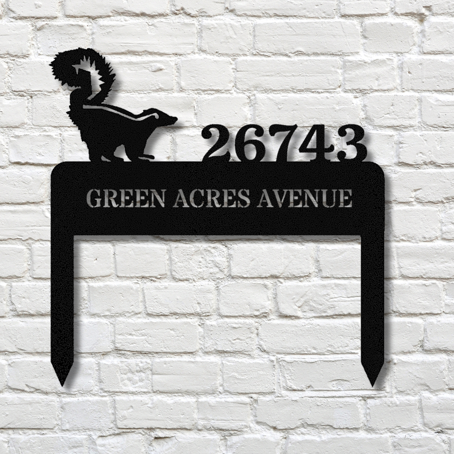 Customized Skunk Address Stake, Address Metal Sign