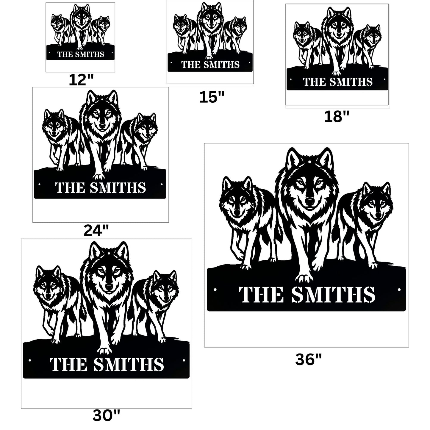 Personalized Wolf Pack Metal Wall Art| Modern Geometric Wolf Silhouette | Unique Wildlife Housewarming Gift | Outdoor Patio Wall Decor | Wolf Pack Art