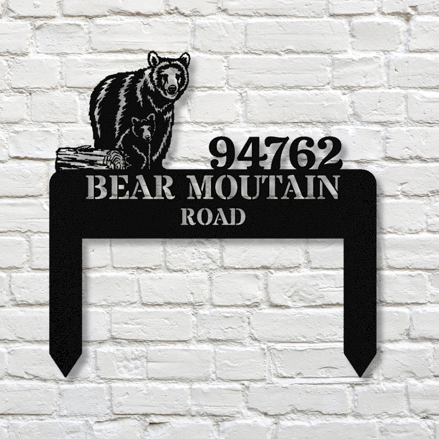 Bear Metal Address Sign, Custom House Plaque, Rustic Bear Outdoor Decor, Animal Address Sign, Wildlife Home Decor, Personalized Sign